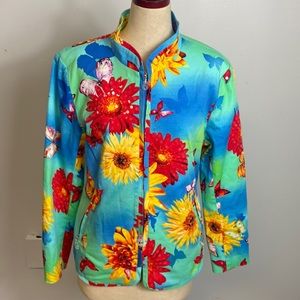 REDD Floral Print Spring Jacket Zips up Pockets Size 10